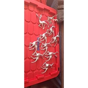 10 Silver Reindeer Christmas Ornaments- Hard Plastic